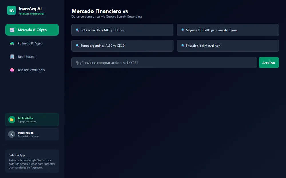 Screenshot of project InverArg